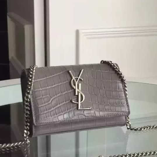 Replica Saint Laurent Small Monogram Satchel Bag In Grey Crocodile Leather